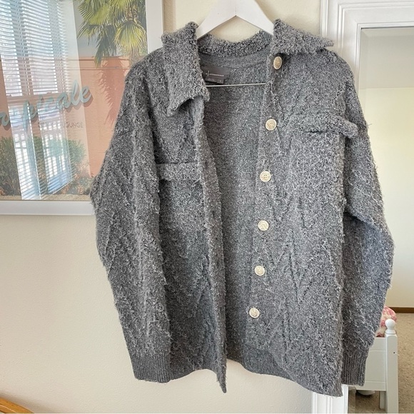 Anthropologie Shaggy Fuzzy Knit Sweater Jacket Coat Shacket - Picture 4 of 8